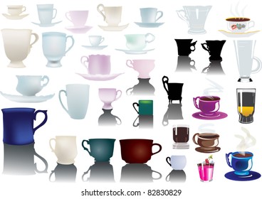illustration with different cups collection