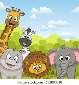 Illustration of different cute wild animals
