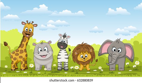 Illustration verschiedener süßer Wildtiere