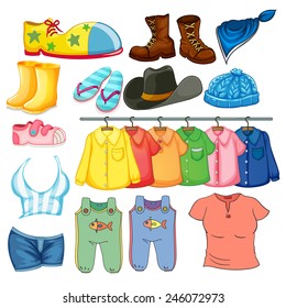 Illustration of different design of clothes