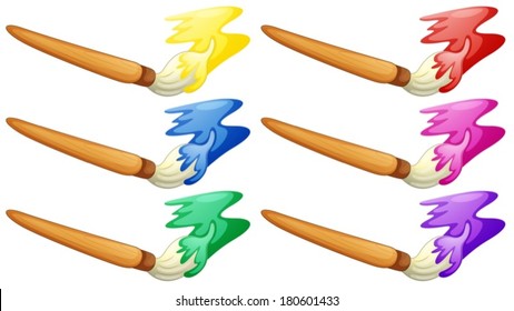 Ilustración del diseño diferente del pincel del pintor sobre un fondo blanco