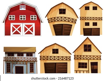 Illustration of different designs of barns