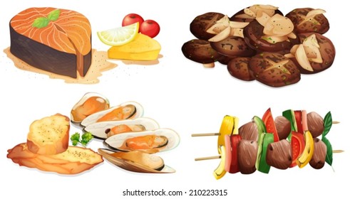 Illustration of different dishes