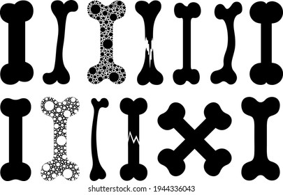 Illustration of different dog bones isolated on white	
