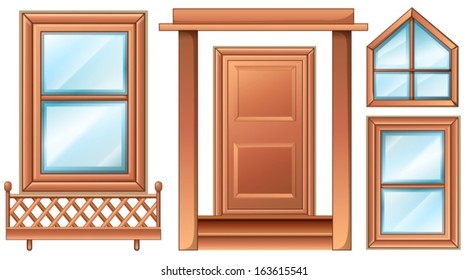 Illustration of the different door designs on a white background