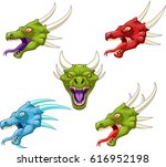Illustration of different dragon heads Vector illustration