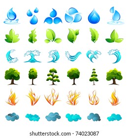 ilustración de un elemento diferente de la naturaleza en un fondo aislado