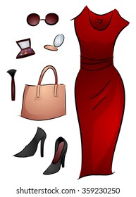 Illustration of Different Elements Associated with Beauty and Fashion