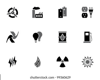 Illustration of different energy icons on white background