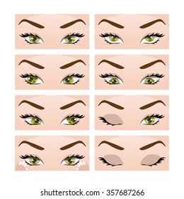 Illustration with different exercises for the eyes