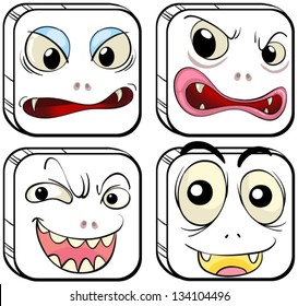 Illustration of the different facial expressions on a white background