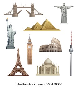 illustration of different famous landmarks of the world