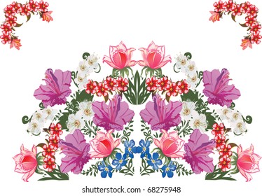 Illustration mit verschiedenen Blumen einzeln auf weißem Hintergrund