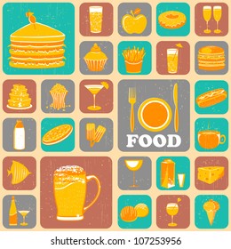 illustration of different food item in collage background