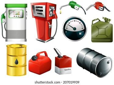 Illustration of the different fuel cans on a white background svg