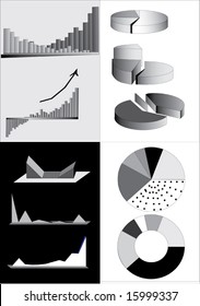 illustration with different grey diagram set