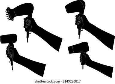 Illustration of different hair dryers isolated on white