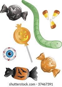 Illustration of different halloween candy