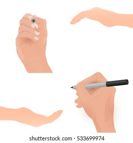 Illustration of different hand positions on a white background.