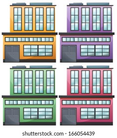 Illustration of the different house designs on a white background