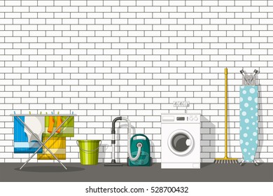 Illustration of different household utensils