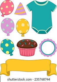 Illustration of Different Items Commonly Associated With Birthdays