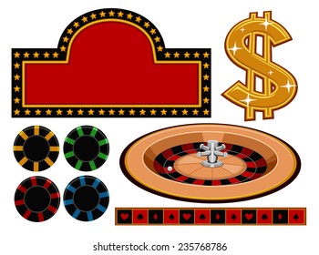 Illustration of Different Items Usually Associated With Casinos