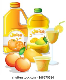 Illustration of the different juice drinks on a white background