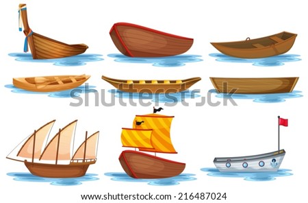 Illustration of different kind of boats