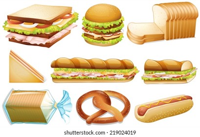 Illustration of different kind of bread