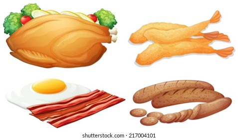 illustration of different kind of food