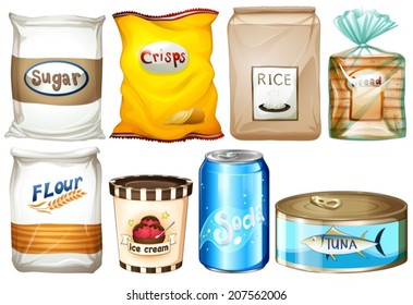 Illustration of the different kind of foods on a white background