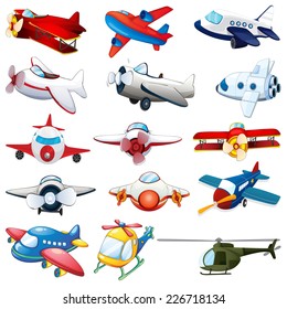 illustration of different kind of planes