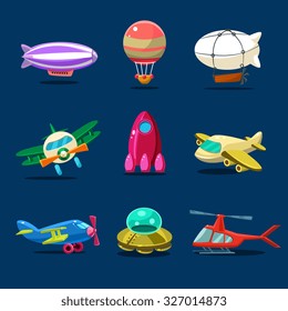 illustration of different kind of planes vector set