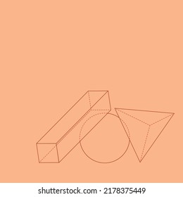 Illustration of different kind of shapes on orange background