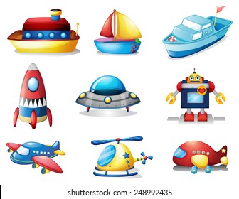 Illustration of different kind of toys