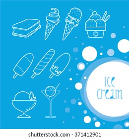 Illustration with different kinds of ice cream