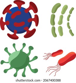 Illustration Different Kinds Microorganisms Bacteria Viruses Stock ...