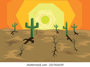 illustration different landscapes hot desert