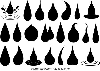 Ilustración de diferentes gotas líquidas aisladas en blanco