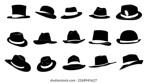 Illustration different male hats.. Man hat icon