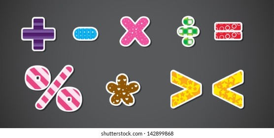 Illustration of the different mathematical operations on a gray background