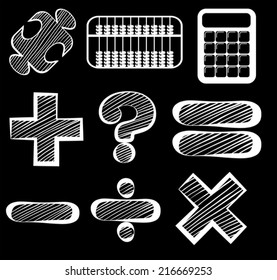 Illustration of the different mathematical symbols on a black background