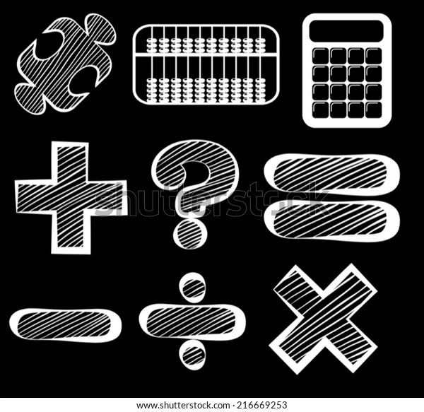 Illustration of the different mathematical
symbols on a black
background