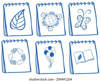 Illustration of the different notebook icons on a white background