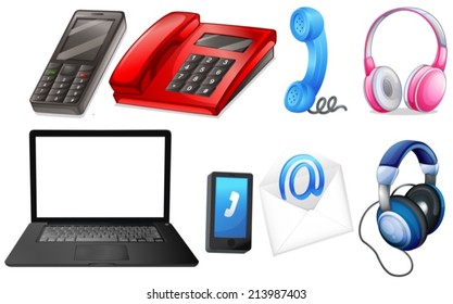 Illustration of different office supplies