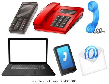 Illustration of different office supplies