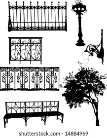 illustration with different park elements