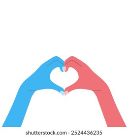 Illustration of different people raising doing an heart sign with their hands