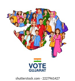 ilustración de diferentes personas mostrando el dedo de voto para las elecciones a la Asamblea Legislativa de Gujarat